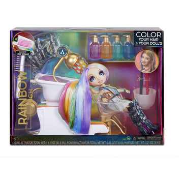 Rainbow High Salon Playset With Rainbow Of Diy Washable Hair Color Foam For Kids And Dolls - Doll Not Included