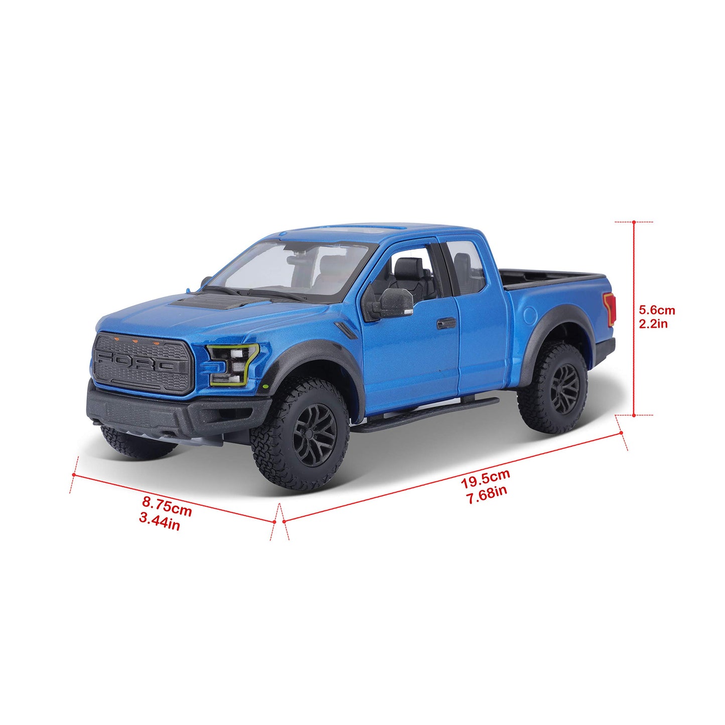 Maisto 1:24 Scale SE Trucks - 2017 Ford F150 Raptor, Blue Metal Model 31266-00000063