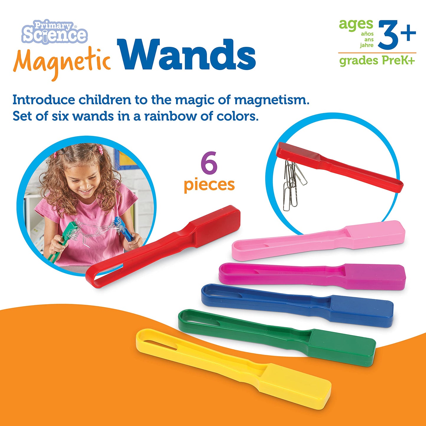 Learning Resources Magnetic Wands - 6 Pieces, Ages 3+, Educational Learning Kits, Science Experiment Tools, Preschool Learning Toys, Homeschool Supplies,Back To School Supplies,Teacher Supplies