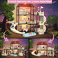 Mitcien Dollhouse Kit Playset Little Critters Bunny Dolls For Girls With Swimming Pool And Slideside Family Toys For Toddler 3 4 5 6-Year-Old Girl