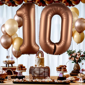 Katchon, Giant Coffee Brown 10 Balloon Number - 40 Inch | Coffee Brown Number 10 Balloon For 10Th Birthday Decorations | 10 Birthday Balloon Brown For 10 Year Old Birthday Decorations | 10 Balloons