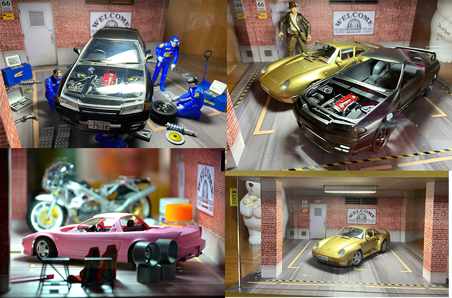 Display Case For Cars With Acylic Cover And Led Lighting For 1/24 Scale Diecast Car, Lego Cars Speed Champions 76908 76907 76901
