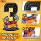 MiniInflat Race Car 4th Birthday Number Sign Centerpiece Race Car Theme 4th Birthday Party Supplies Wooden 4th Table Decoration