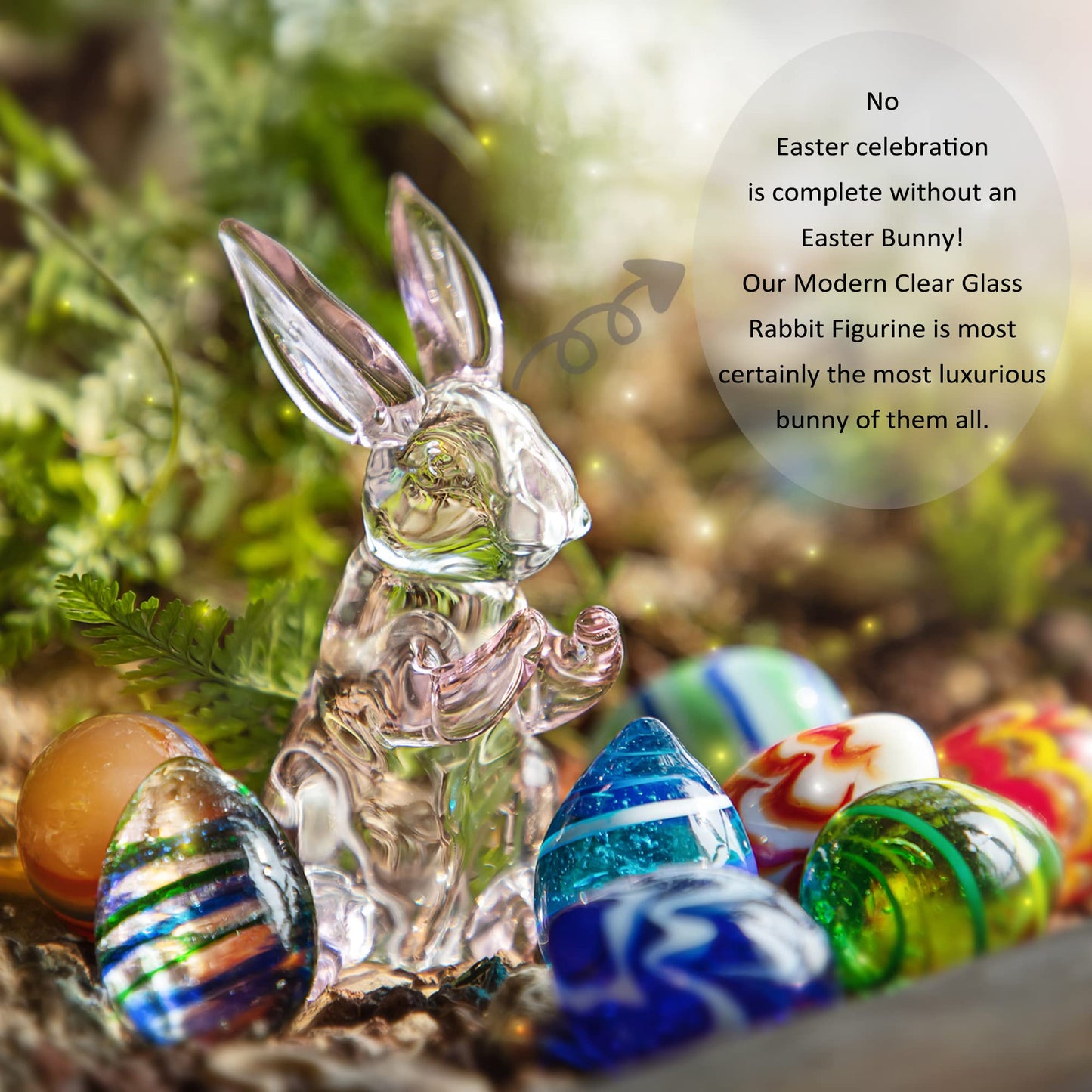 Hdcrystalgifts 3.5Inch Crystal Rabbit Bunny Figurine Collectibles Spring Easter Decoration Glass Art Animal Paperweight Ornament