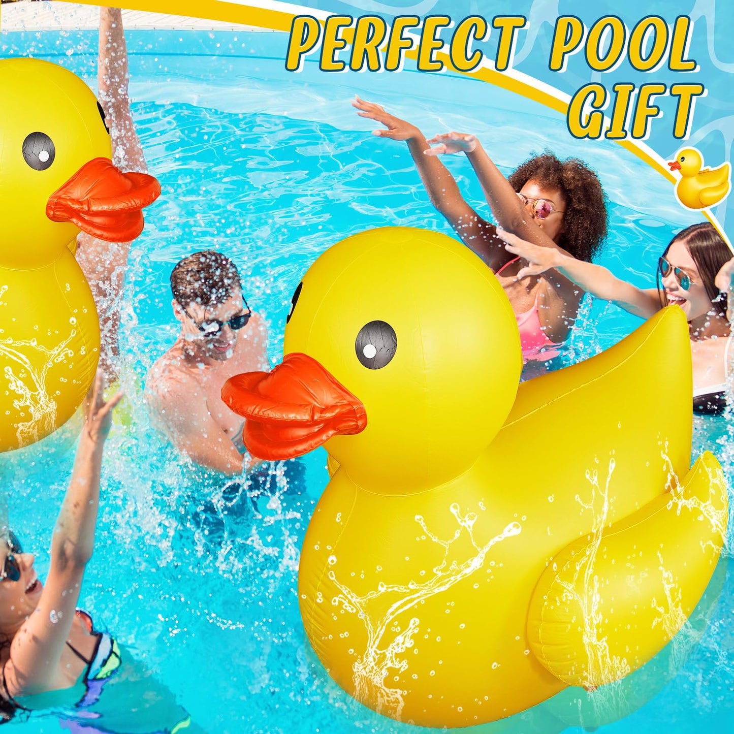 Hungdao 1 Pcs 5 Feet Giant Inflatable Duck Huge Rubber Duck Large Blow Up Duck Inflatable Duck Pool Float For Adult Summer Beach Swimming Pool Party Decoration