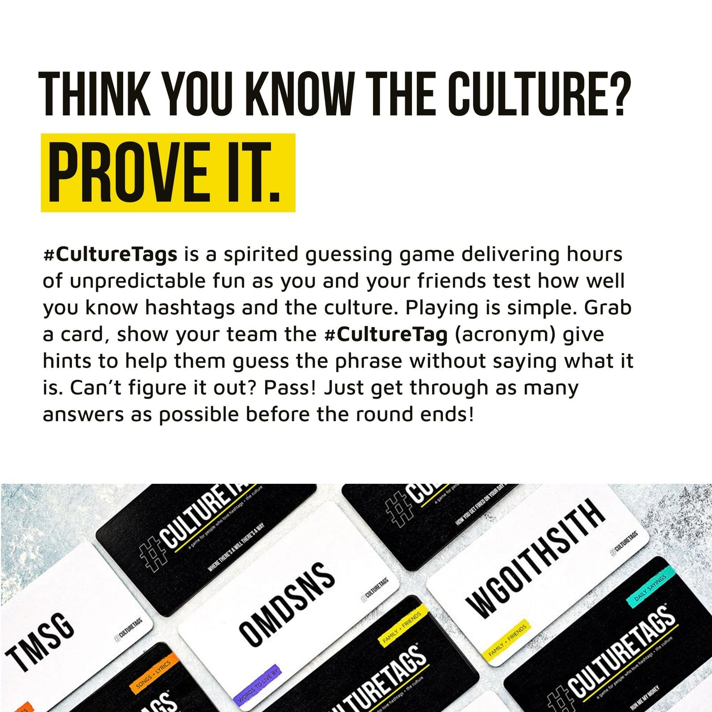 CultureTags Card Game for People Who Love Hashtags + The Culture  Party Game Set for Family Fun or Virtual Play  Ages 13+ Years  CB Games