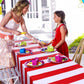 Elcoho 2 Pack Red And White Stripes Tablecloth Plastic Stripe Table Cover Carnival Circus Tablecloths For Carnival Circus Themed Party Decorations Movie Night Birthday Party Supplies