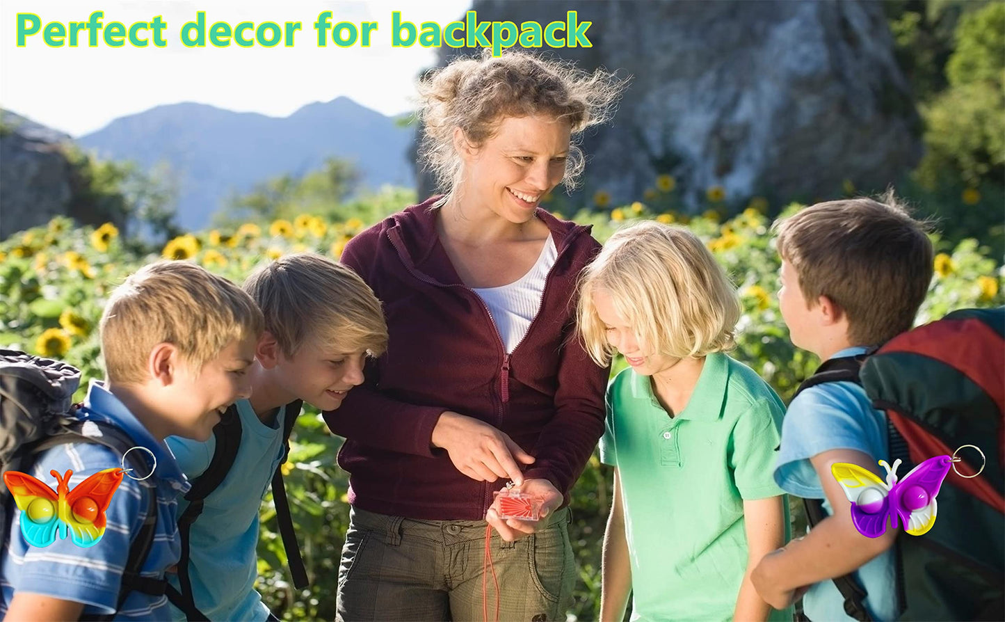 Roaqua 20 pcs Rainbow Butterfly Mini Pop Silicone Bubble Fidget Toys  Autism Special Needs Squeeze Sensory Party Favors Gifts for Family  mature-themed and Kids