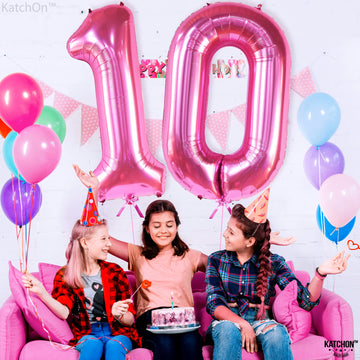 Katchon, Giant Hot Pink 10 Balloon Number - 40 Inch | 10Th Birthday Decorations | Hot Pink 10Th Birthday Balloons For 10 Birthday Decorations Hot Pink | Hot Pink Number 10 Balloons