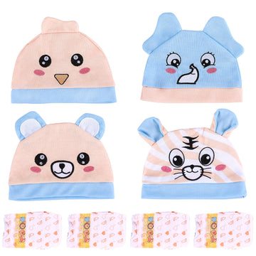 BABESIDE 8 Pcs Reborn Baby Doll Hats with Baby Doll Diapers Set for 17-22 Inch Babydolls, Animal Styling Baby Dolls Clothing for