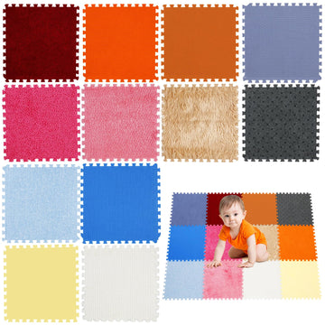 Tinideya 12 Pcs Sensory Floor Tiles For Kids Puzzle Sensory Tiles Interlocking Floor Rug Autistic Children Textured Activity Pla