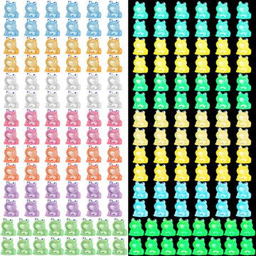 Chitidr 50 Pcs Luminous Mini Resin Frog 7 Colors Little Small Frogs Glow in The Dark Tiny Resin Frog Figures Bulk for Dollhouse 