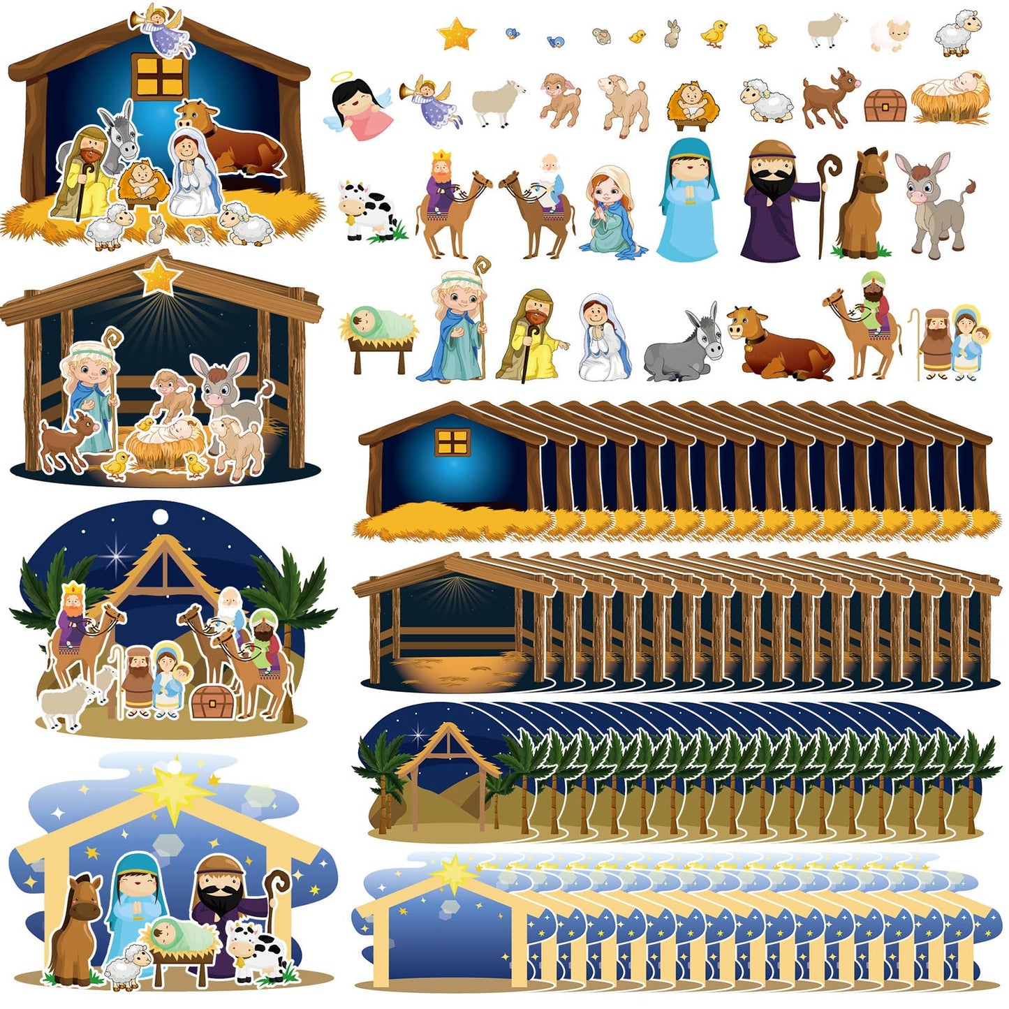 Glenmal Nativity Scene Sticker Set - 64 Sheets, Paper Crafts for Kids, Religious Christmas Decor with Cardboard & Rope