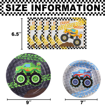 Monster Truck Party Plates And Napkins Monster Truck Party Decorations Monster Truck Party Favor Monster Truck Party Supplies Se