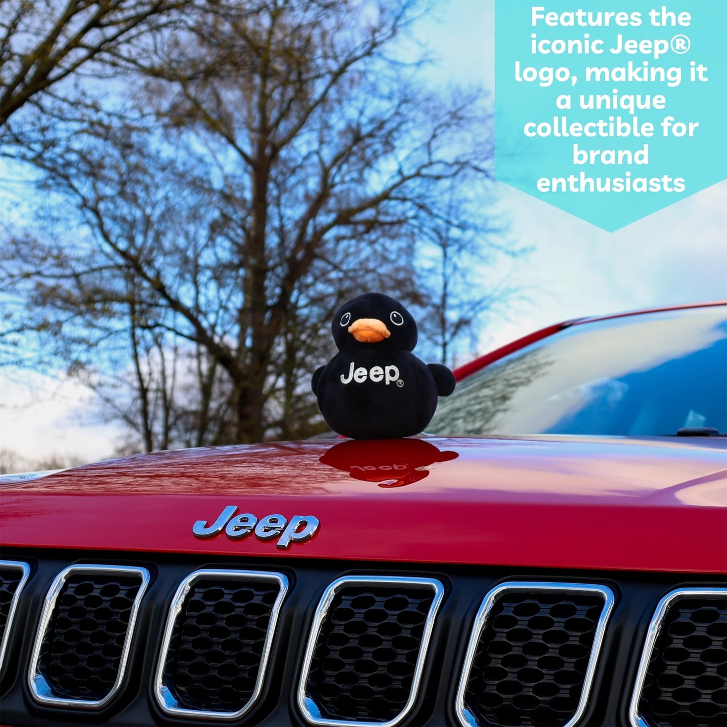Jeep Stuffed Animal Plush Duck - Black, Small, Polyester - Perfect for Enthusiasts, Model B0CCSV15ZF