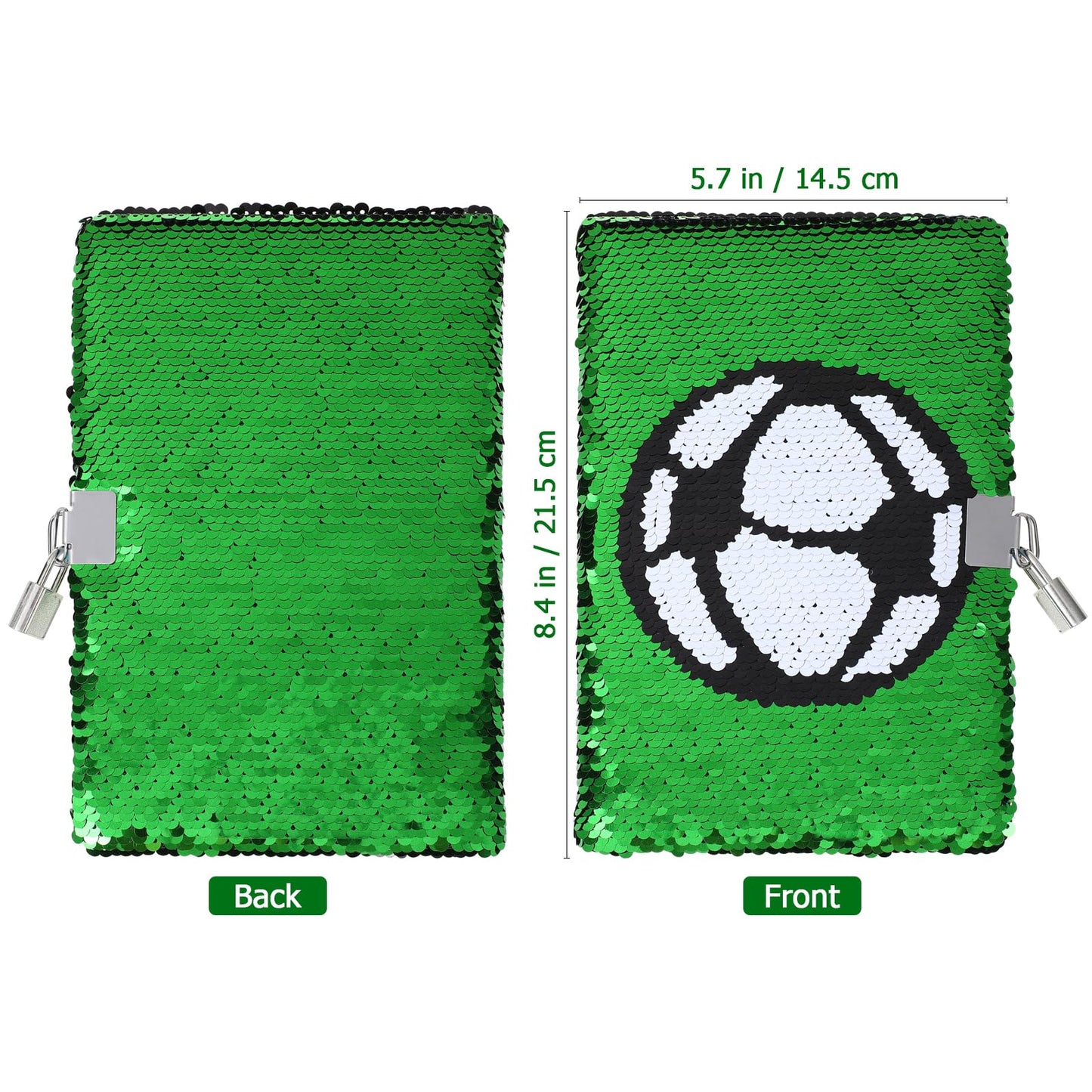 Imikeya Football Sequins Journal With Lock: Kids Sequin Journal Sequin Notebook Diary With Lock And Keys Journal Writing Journal