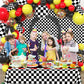 Wnink 2 Pcs Racing Car Theme Tablecloths Car Disposable Plastic Tablecloths Black Checkered Flag Table Covers Racetrack Rectangu
