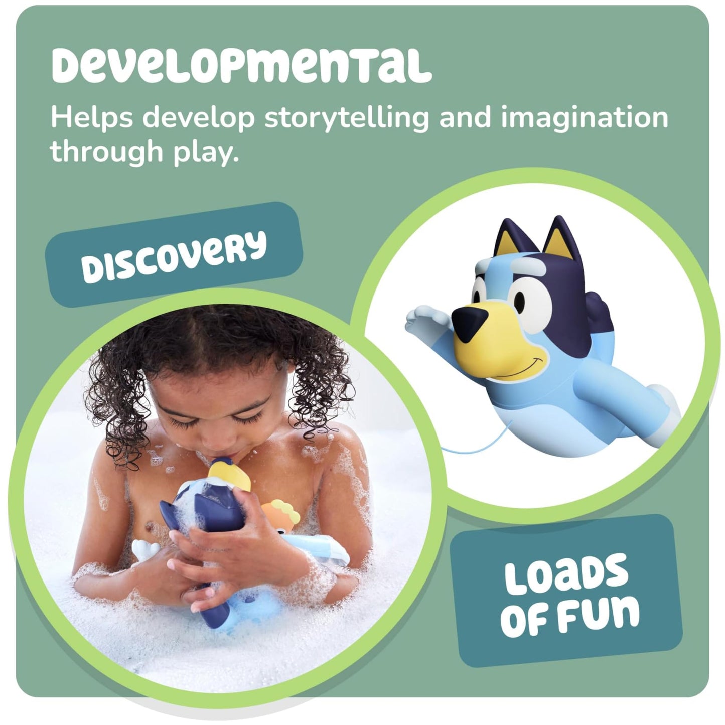 Toomies Bluey Swimming Bath Toy - Bluey Toys Includes Attached Seahorse Baby Toy And Swims On Back Or Front - Toddler Bath Toys And Water Toys For Outdoor Play – Ages 18 Months And Up
