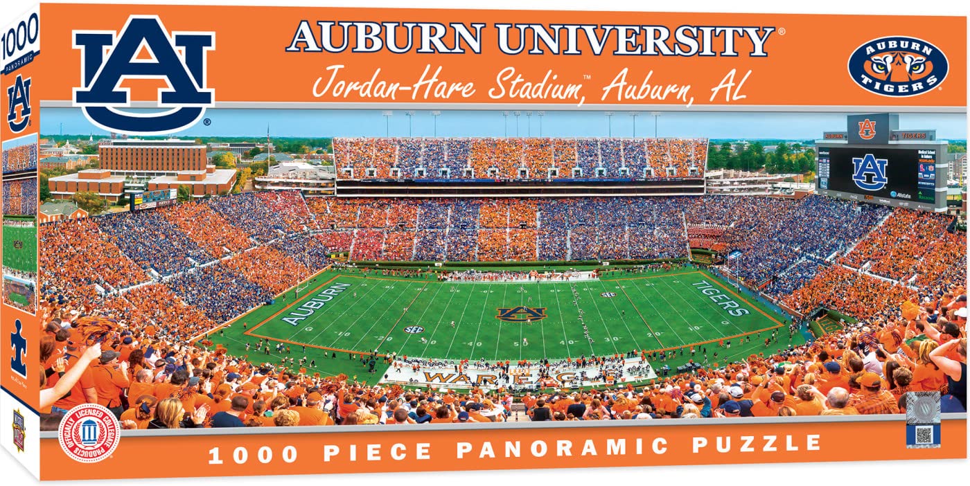 MasterPieces - 1000 Piece Jigsaw Puzzle  NCAA Auburn Tigers  Panoramic Football Stadium View  Fun for mature-themeds and Family  13x39
