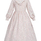 Fccam Prairie Colonial Dress Girls Long Sleeve Pioneer Dress Costume Floral Pioneer Girl Laura Ingalls Wilder Pink M