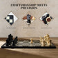 3 In 1 Chess, Checkers And Tic-Tac-Toe Set - Wooden Chess Set, Double-Sided 11'' Game Board With Extra Queens - Fun Family Chess