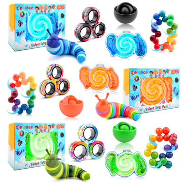 Cevioce 15Pcs Fidget Toys Adults Pack,Stocking Stuffers For Teens Boys Girls,Autism Sensory Toys With Fidget Spinner Slug Magnetic Rings,Squishy Fidget Toys Adhd Stress Relief,Party Favor For Kid-Bog