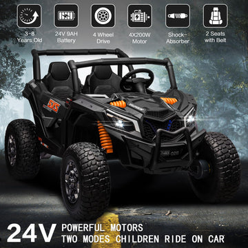 MOLACHI Kids Ride On Car Truck, 24V Electric Vehicle, 4WD, Large, Red, Bluetooth, Music, Remote Control