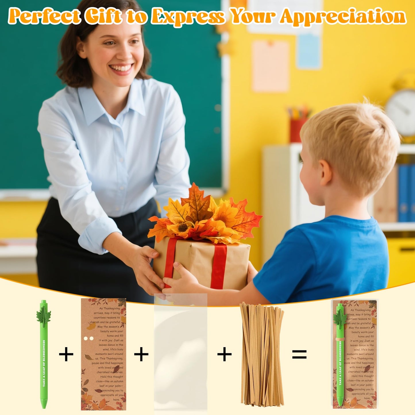 TICIAGA Thanksgiving Day Party Gifts - 24 Pack Fall Ballpoint Pen with Thank You Card and Maple Leaf Sticky Note Gift Set from S