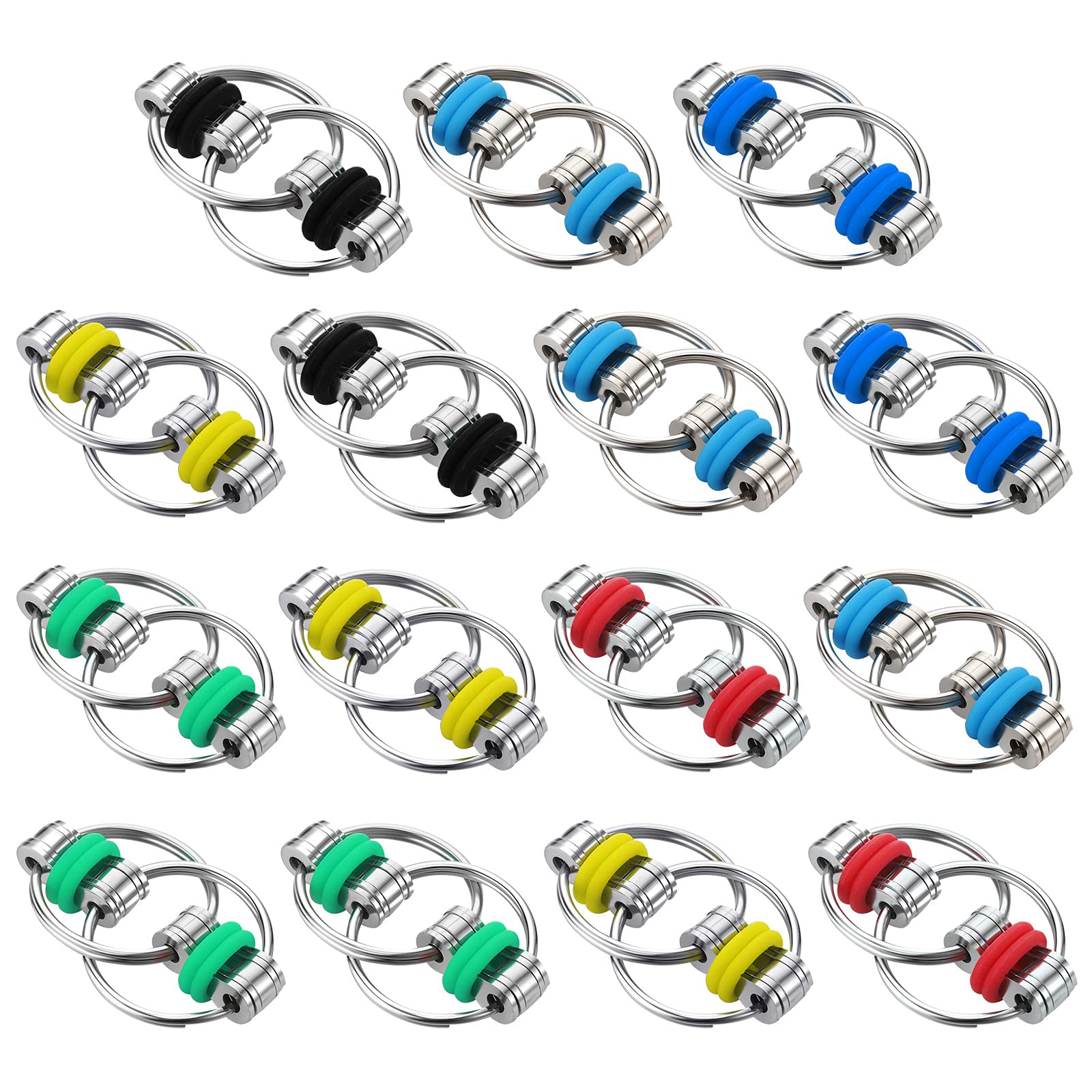 Zhanmai 15 Pieces Bike Chain Fidget Toy Flippy Finger Roller Chain Sensory Toy Handheld Ring Decompression Toy for mature-themeds Anxiety Stress Relief  6 Colors