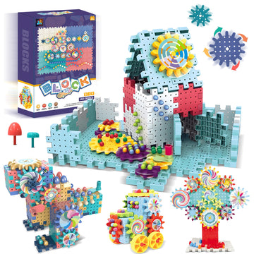 ROHSCE Gear Toys Interlocking Building Blocks  150 Piece Educational Engineering Building Toys Set  Creative Construction STEM Kits for Boys Girls  Waffle Blocks for Kids Ages 3+