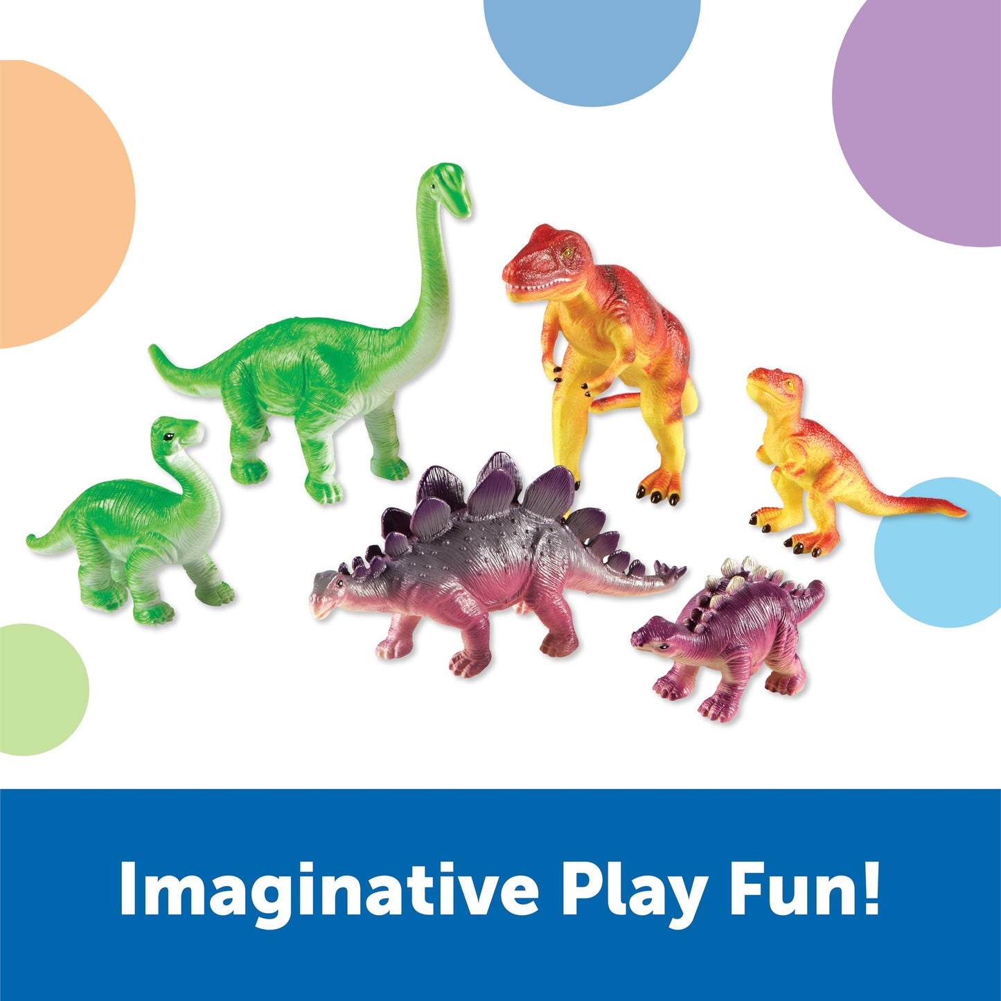 Learning Resources Jumbo Dinosaurs Set - 6 Large Plastic T-Rex, Stegosaurus, Brachiosaurus - Multi-color, Model LER0836