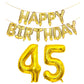 Shuntai 45Th Birthday Decorations For Men Women 45 Number Balloons Gold Jumbo Numbers 54 Foil Mylar Balloon With Gold Letters Ha