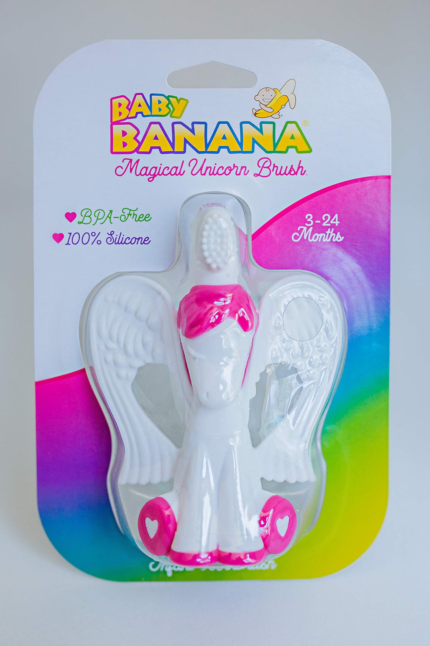 Baby Banana Magical Unicorn Toothbrush - Silicone Training Teether for Infants, 1 Count, Model BRU07