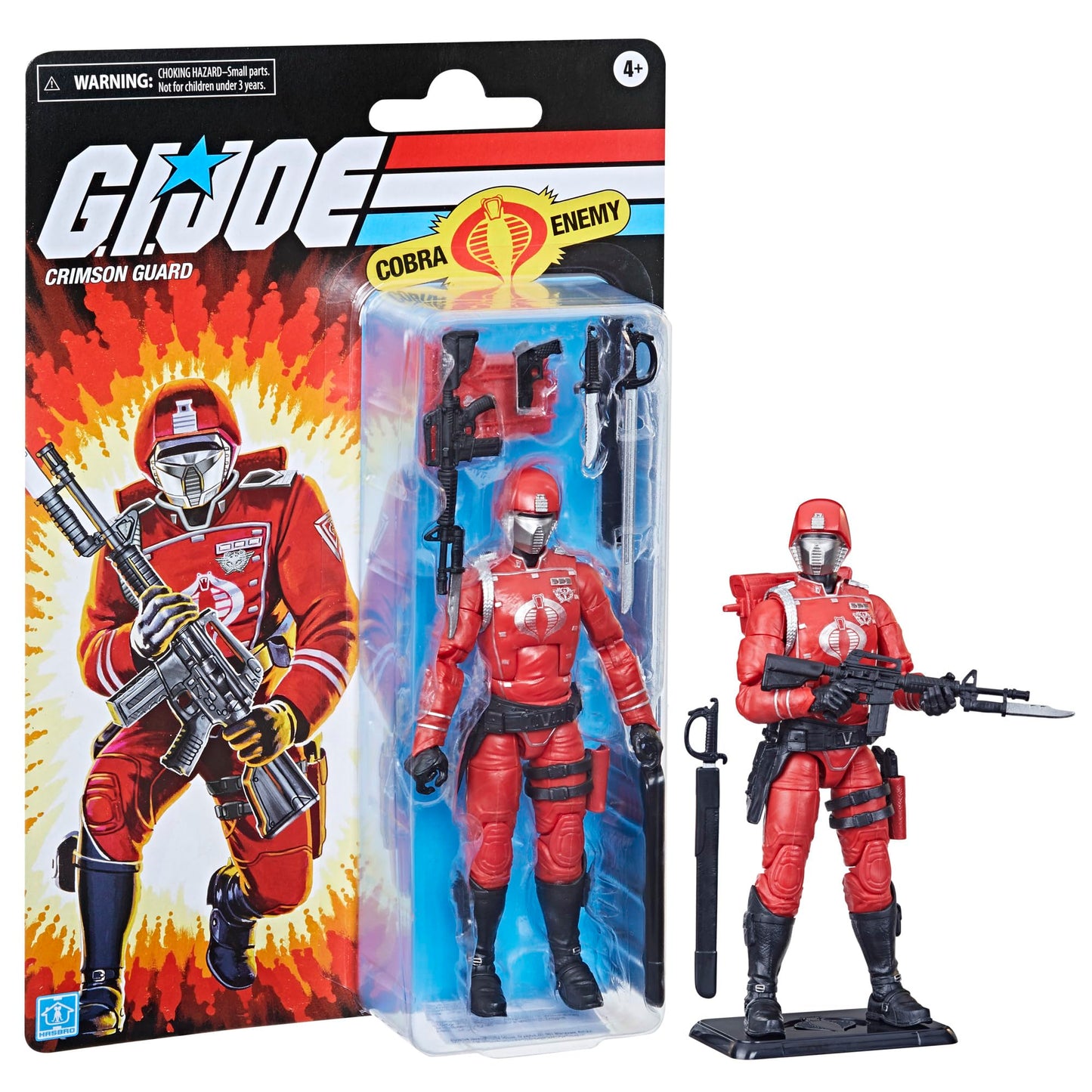 G.I. Joe Crimson Guard 6-inch Action Figure - Retro Card, Red, Model F4770, Plastic Material