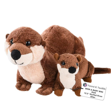 Forest & Twelfth Mom & Baby Mini River Otter, Stuffed Animals For Kids, Baby Shower Decorations, Nursery Decor, River Animals Fo