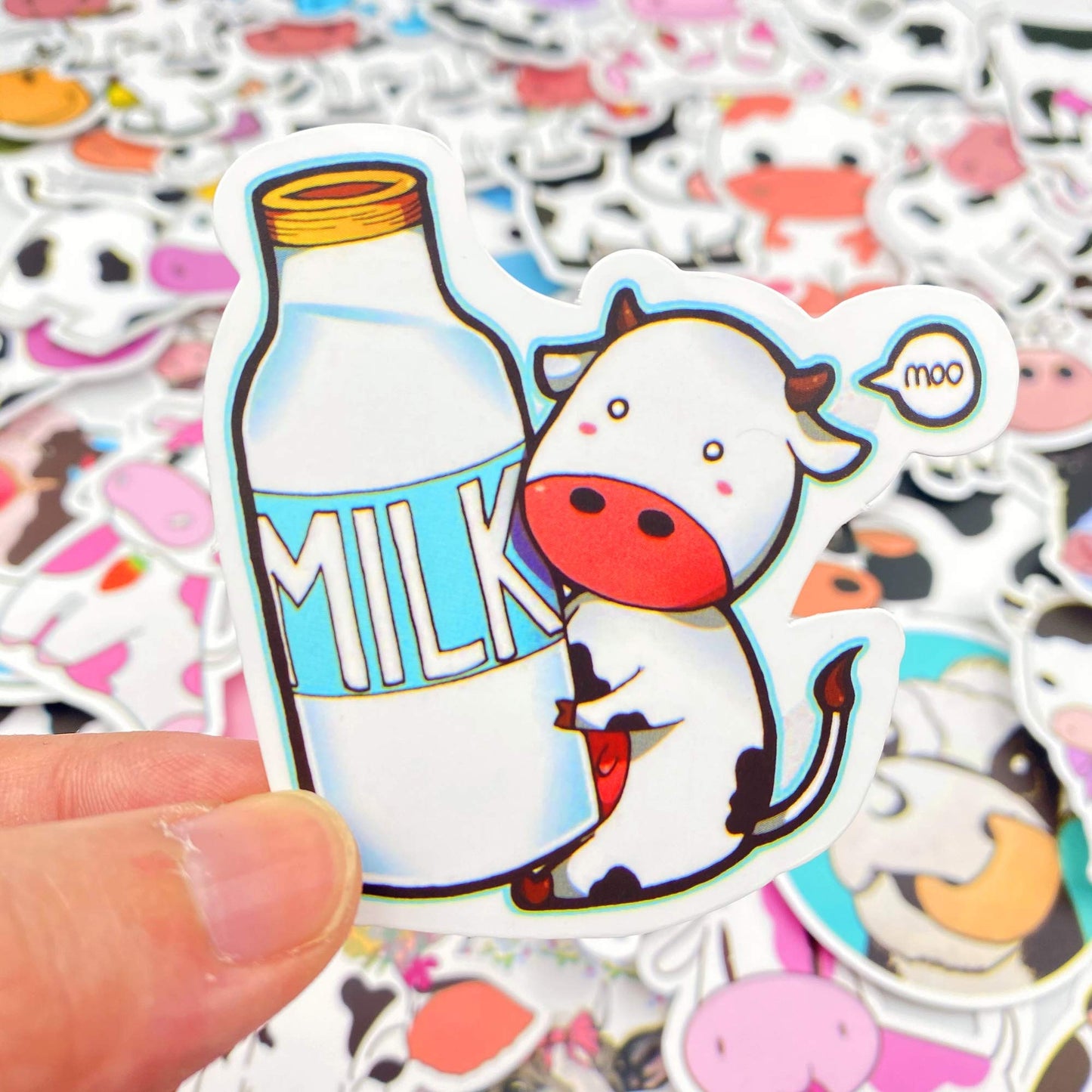 50 Pcs Cow Stickers Pack, Vinyl Waterproof Cute Cartoon Animal Sticker for Kids