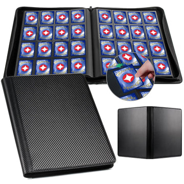 GEAoffice Trading Card Binder 16 Pockets  enhanced Large 1000 Card Binder Holds 1000+  Side Loading Collection Album Folders for YuGiOh  MTG  TCG  Games& Sports  Carbon Black