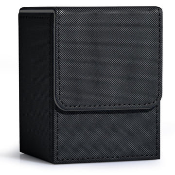 Zlca Card Deck Box For Trading Cards, Mtg Yugioh Deck Case Holds 100+ Single Sleeved Cards, Pu Leather Magnetic Card Storage Box Fits For Tcg Ccg Magic Game Cards (Black)