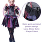 IKALI Halloween Vampire Bat Costume for Girls with Wings,Kids Gothic Darkness Fancy Dress Outfit