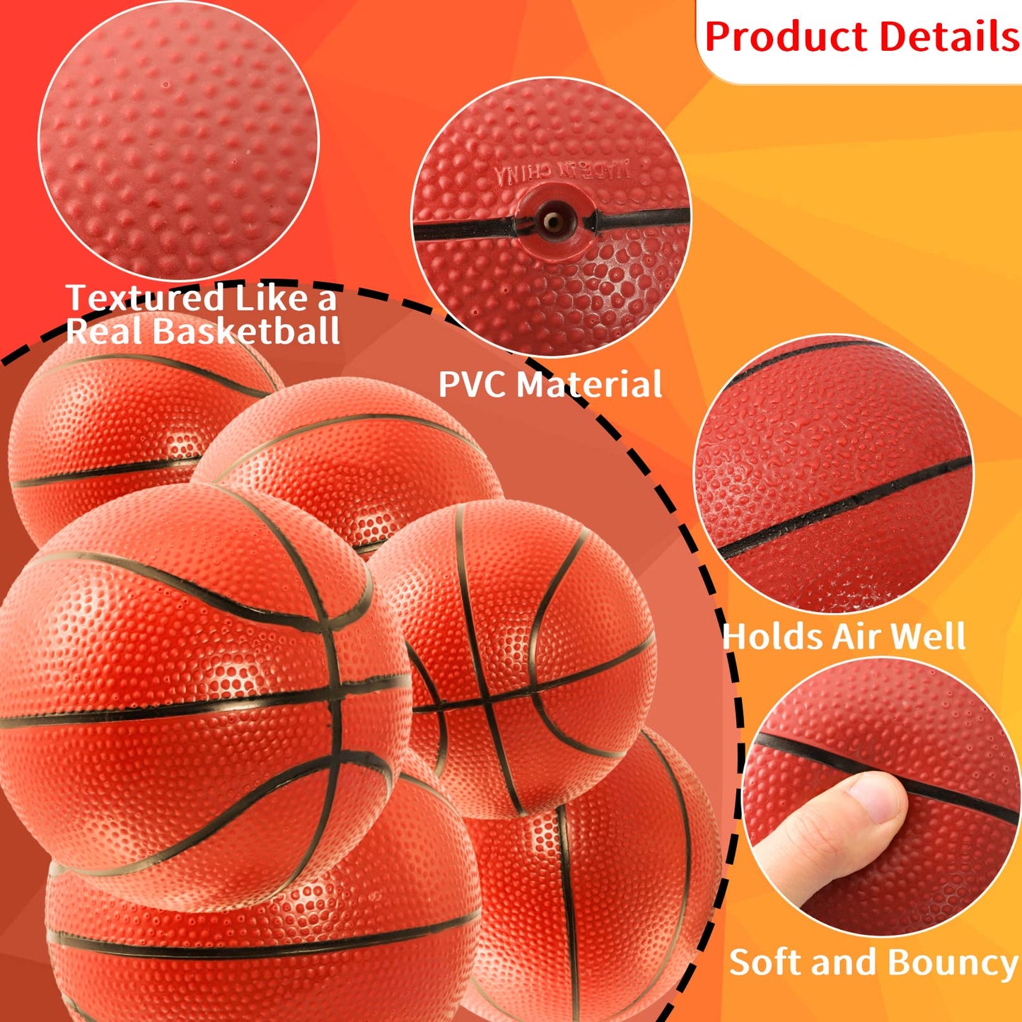 6 Inches Mini Basketball,6 Pack Mini Basketballs For Kids,Inflatable Miniature Basketball Set With Air Pump,Small Basketball Toy Rubber Basketball For Indoor Outdoor Beach Pool Sports Game Party