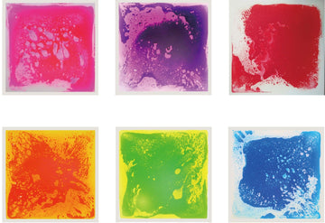 Crystiles Six (6) Assorted Color 12''X 12'' Liquid Floor Tile - Astm, Bs En71, Cpsia Certified,Liquid Sensory Floor Decorative T