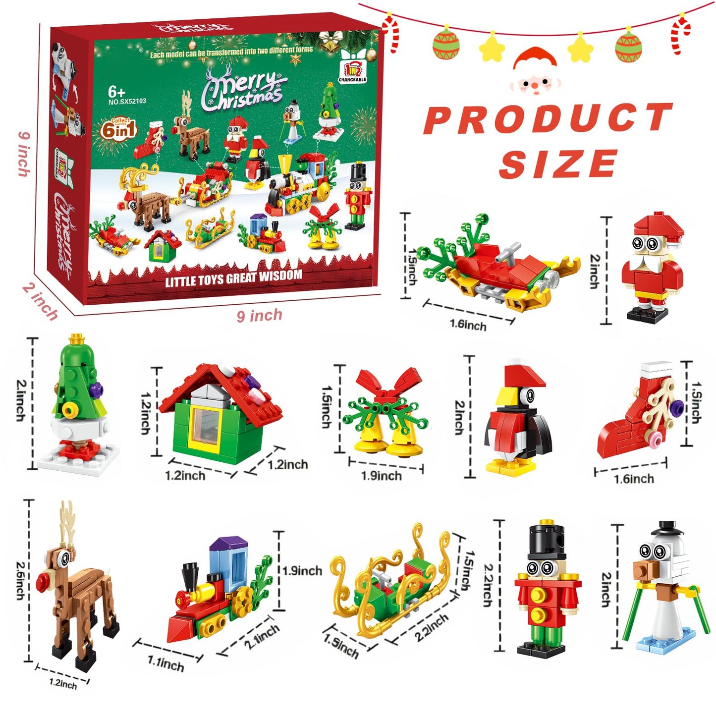 12 Packs Christmas Party Favors Building Blocks Set 6 in 1  Mini Christmas Toys Gift for Kids Ages 6-12  Classroom Prizes  Advent Calendar Fillers  Stocking Stuffers  Gifts for Boys and Girls