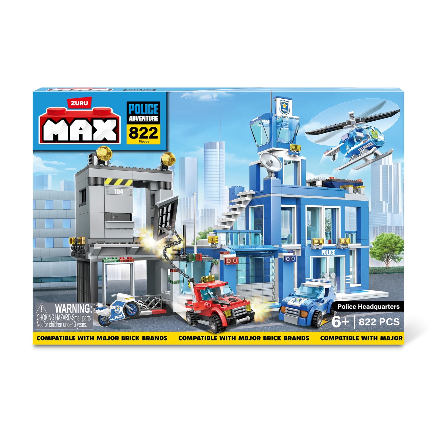 MAX Adventure Police Headquarters Playset (822 Pieces) Building Bricks Toys for Kids 5+ Create Vehicles and More UNbox Discover