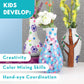 MindWare Paint Your Own Vases Craft Kit - 16 Piece Set, 3 Porcelain Vases, 12 Paint Colors, Multicolor