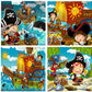 Fiddlys Wooden Jigsaw Puzzles For Kids & Children  9 Pieces Each, Pack Of 4 | Double Layered Puzzles With Bright Front & Back P