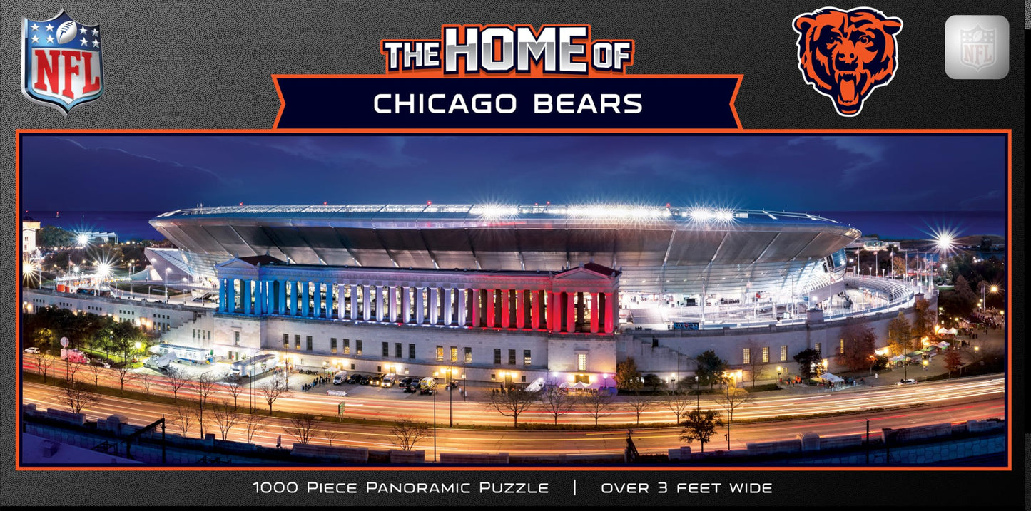 MasterPieces 1000 Piece Jigsaw Puzzle - NFL Chicago Bears Stadium Panoramic  13x39  Chicago Bears Wall Art Decor  Poster Style  Officially Licensed  mature-themed Puzzle
