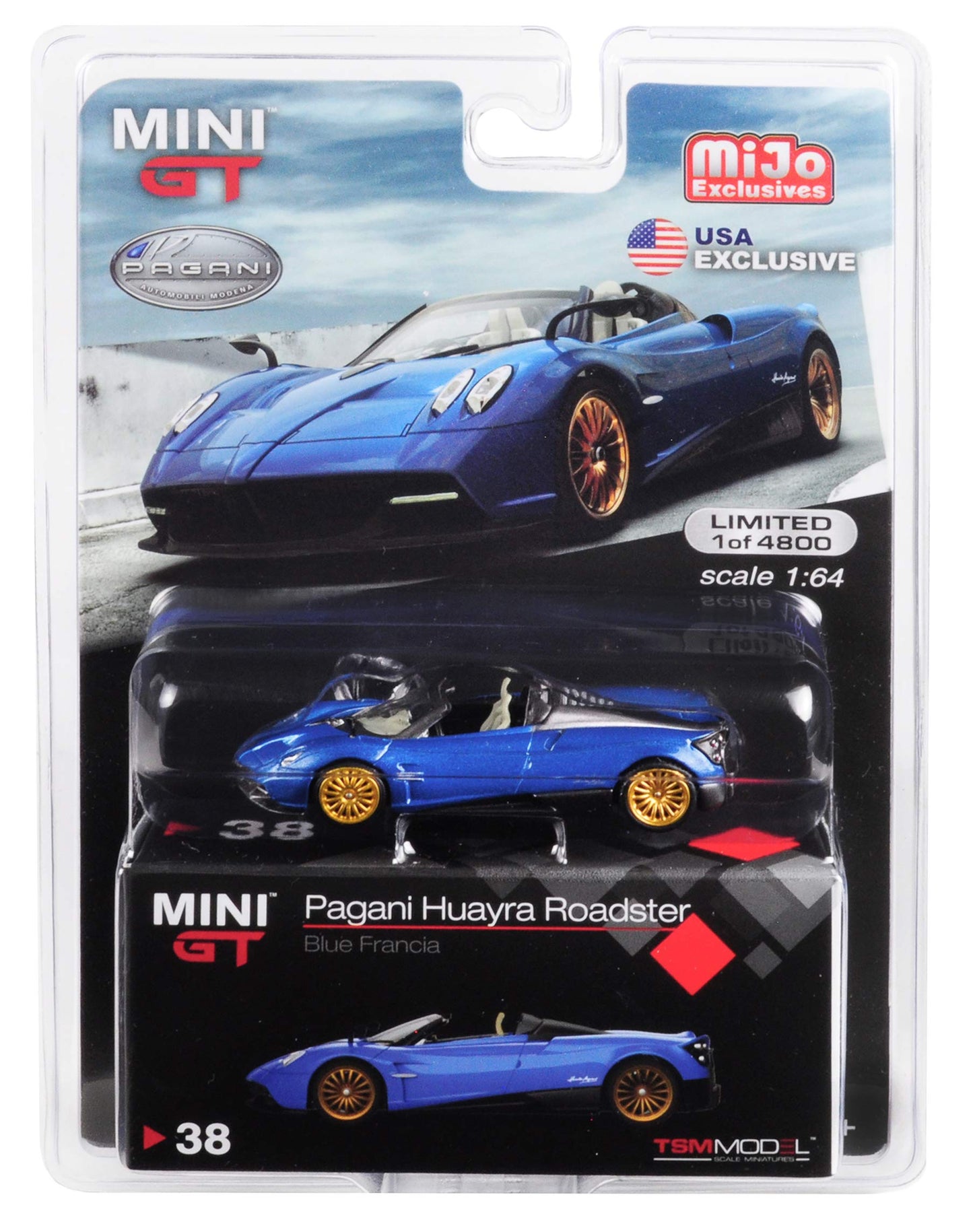 Pagani Huayra Roadster Blue Francia U.S.A. limited availability Limited Edition to 4 800 Pieces Worldwide 1/64 Diecast Car by True Scale Miniatures MGT00038