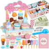 Dreamon Wooden Ice Cream Toys For Kids Toddlers, 48 Pcs Ice Cream Cart Play Kitchen Accessories With Menu, Pretend Money, Wooden