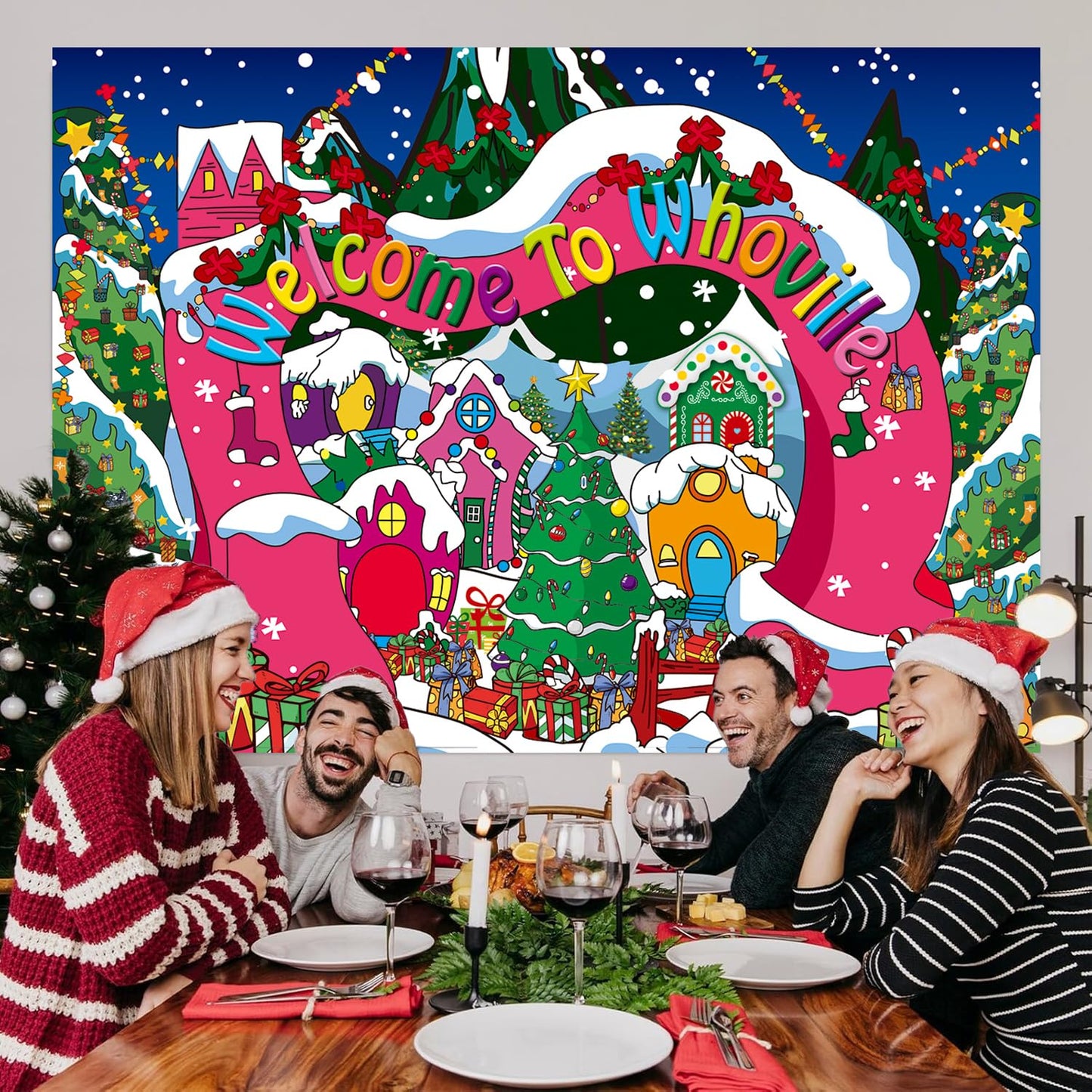 Welcome To Whoville Backdrop Winter Christmas Village Photography Background For Kids First Birthday Baby Shower Happy New Year