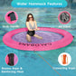 CALOBANA 8ft Round Inflatable Dock, Heavy Duty Water Hammock Floating Ring Island Platform Lake Raft for Adults Party Tanning Po